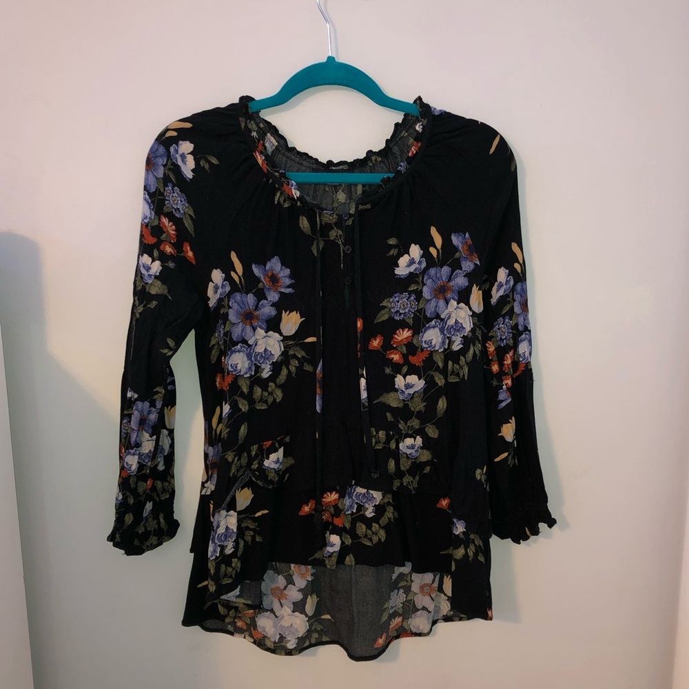 American Eagle black with colored floral print